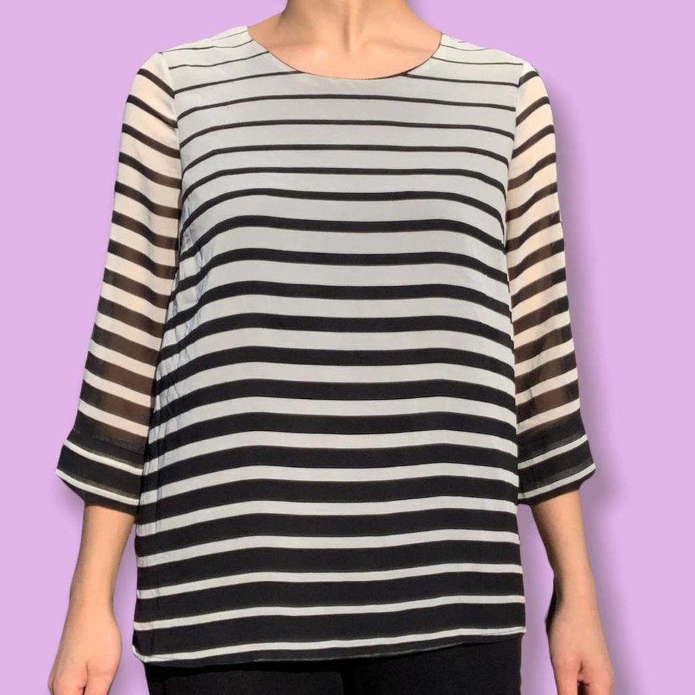 FOREVER 21 PARISIAN CHIC STRIPED BLOUSE
